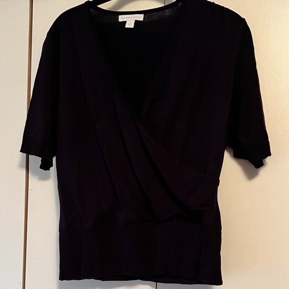 NWOT! New York & Co Navy Wrap Sweater - Short Sleeve - Medium - Picture 1 of 2
